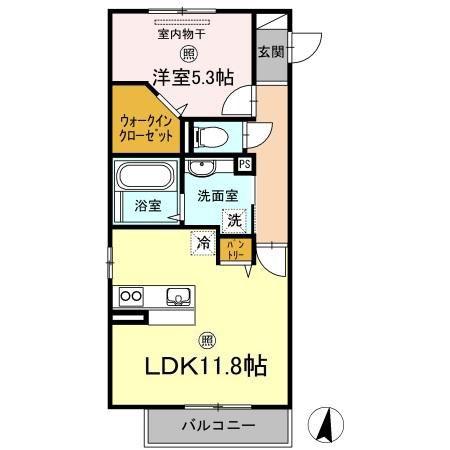 プリマヴェーラ(1LDK/2階)の間取り写真