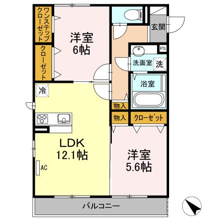 プリマベーラII(2LDK/1階)の間取り写真