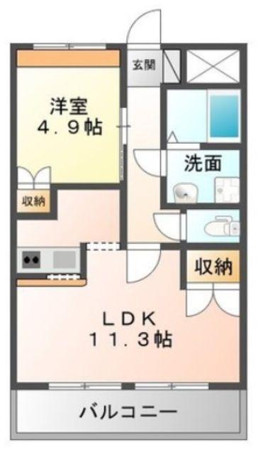 プレイス(1LDK/1階)の間取り写真