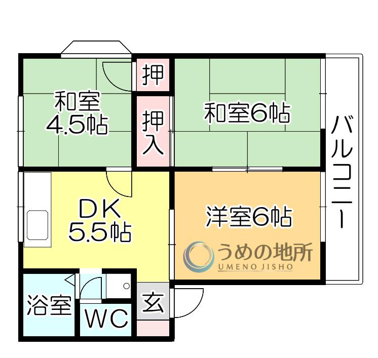 エステート中園(3DK/1階)の間取り写真