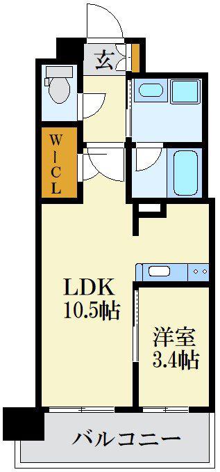 RJRプレシア百年橋(1LDK/2階)の間取り写真