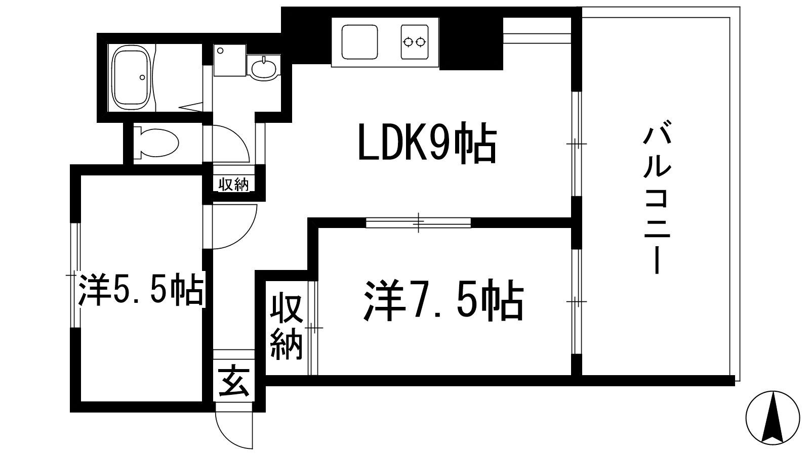 チボリ桜台ハイツ1号棟(2LDK/4階)の間取り写真