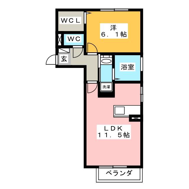 ジークレフ(1LDK/1階)の間取り写真