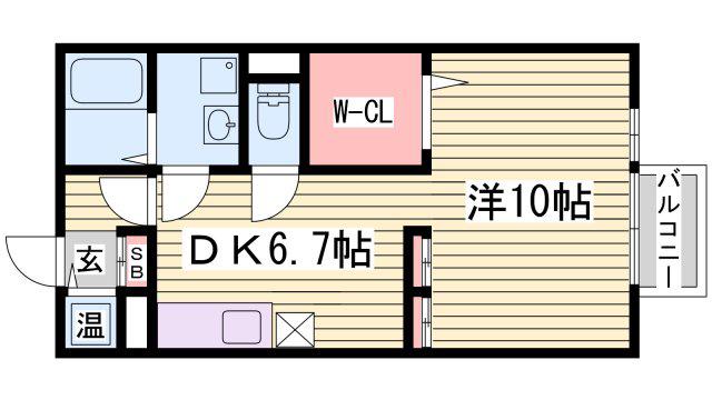 ドミールK(ワンルーム/2階)の間取り写真