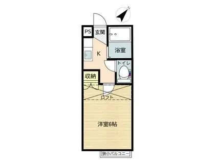 フラッツチャチャ2(1K/1階)の間取り写真