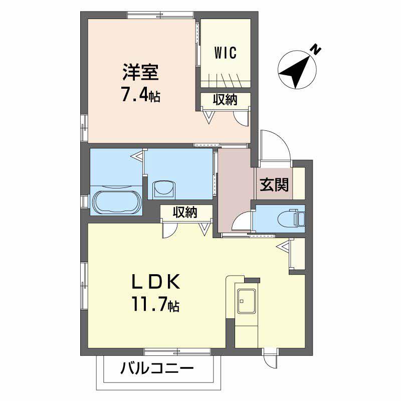 シャーメゾン洛陽A(1LDK/2階)の間取り写真