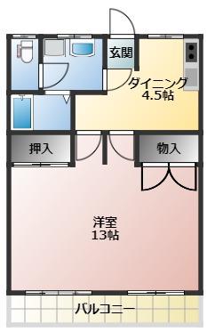 ファミーユKプラス3(1DK/3階)の間取り写真