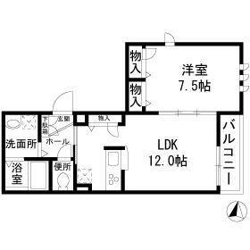 M-STYLE新宿(1LDK/2階)の間取り写真