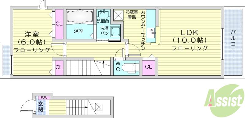 LA CANPANELLALA(1LDK/2階)の間取り写真