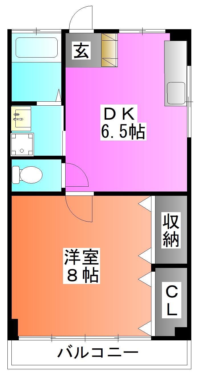 産陽ビル(1DK/3階)の間取り写真
