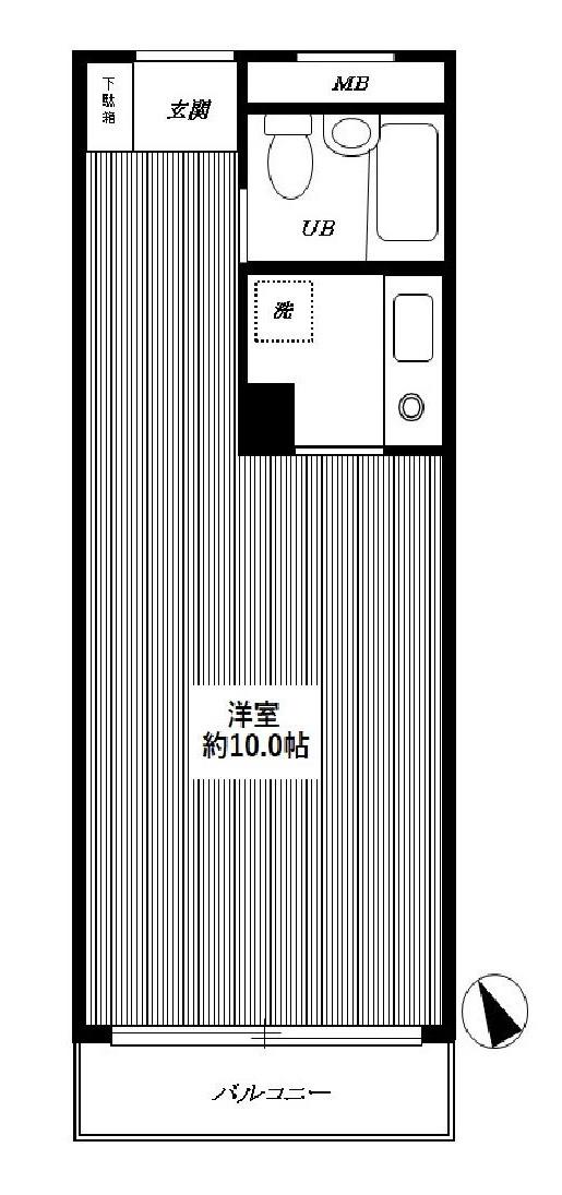 ライオンズマンション下総中山第2(ワンルーム/2階)の間取り写真