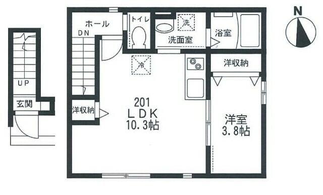 ソレイユ大崎(1LDK/2階)の間取り写真