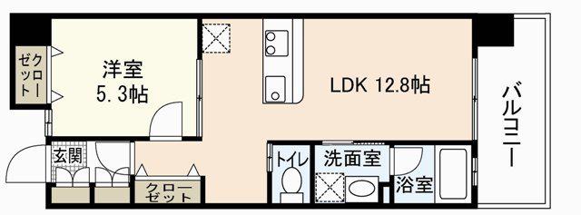 ルーベル楠木(1LDK/5階)の間取り写真