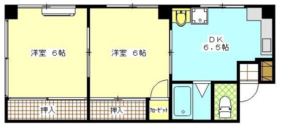 国際コーポ(2DK/5階)の間取り写真