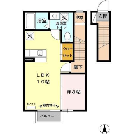 コンフォート八橋南202(1LDK/2階)の間取り写真