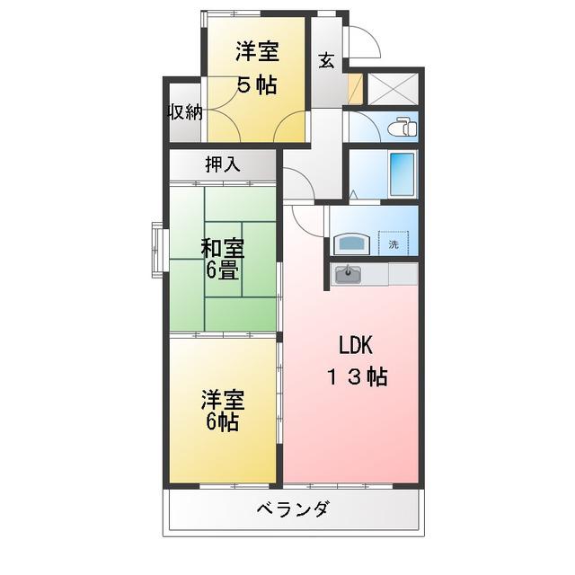 ブラッサム鵜の森(3LDK/6階)の間取り写真