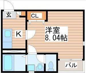 クレフラスト愛宕橋A(1K/1階)の間取り写真