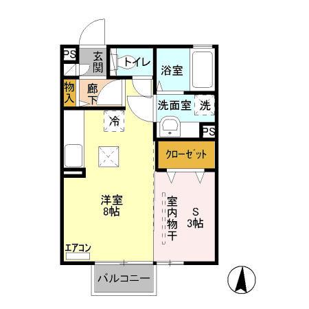 ボヌールノア(1LDK/1階)の間取り写真