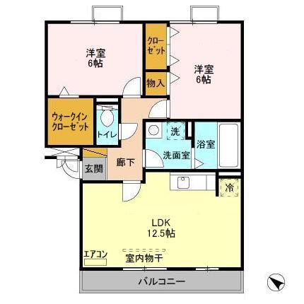 レジデンス ヒルズ(2LDK/2階)の間取り写真