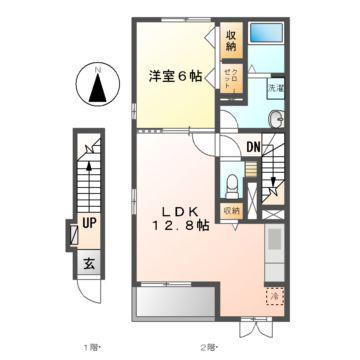 サニーヒル(1LDK/2階)の間取り写真