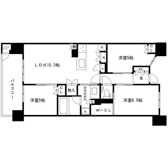 プレミスト仙台本町レジデンス(3LDK/12階)の間取り写真