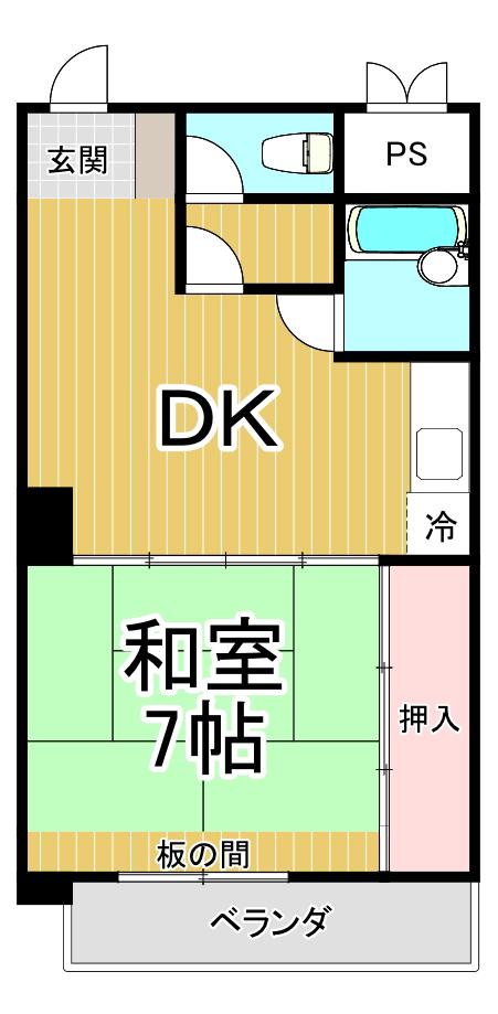 瑞ヶ丘マンション(1DK/3階)の間取り写真