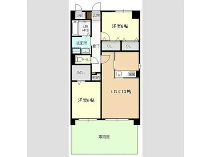 セリシール(2LDK/1階)の間取り写真