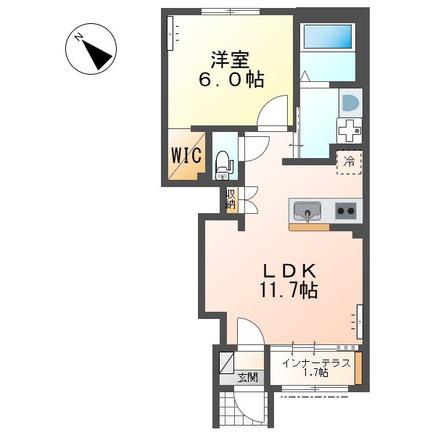 フレール 達(1LDK/1階)の間取り写真