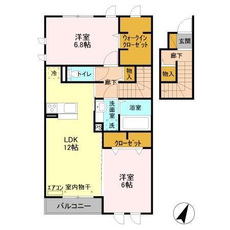 プラティークI(2LDK/2階)の間取り写真