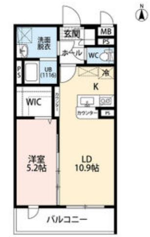 LEGRANDII(1LDK/2階)の間取り写真