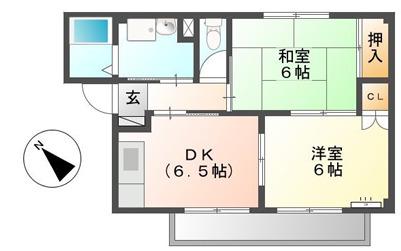 グランデージ小田渕A(2DK/1階)の間取り写真