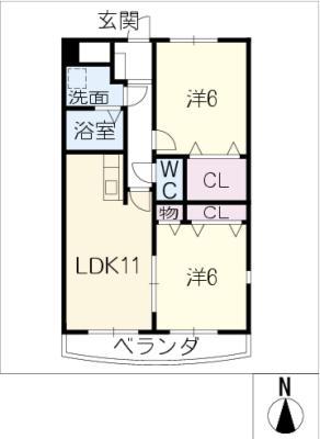 パレスT小本(2LDK/1階)の間取り写真
