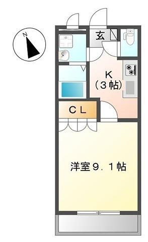 リバーシティ石塚(1K/3階)の間取り写真