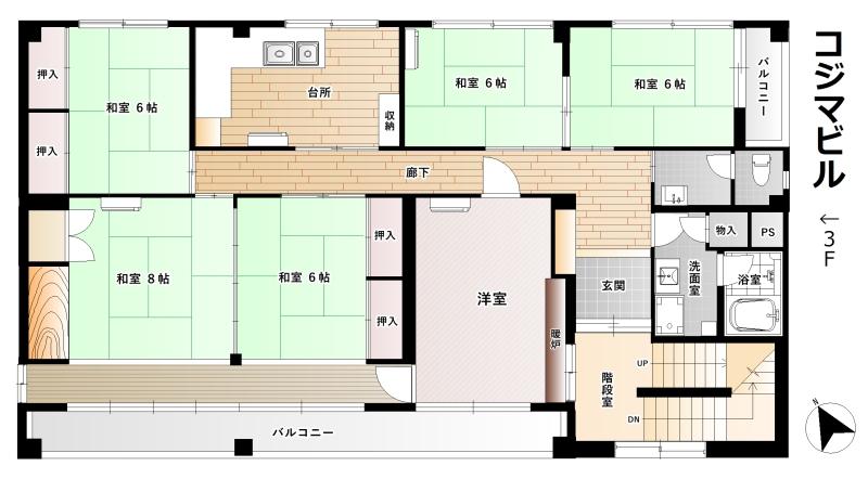 コジマビル(6LDK/3階)の間取り写真