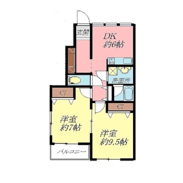 パキラハイツ(2DK/1階)の間取り写真