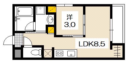 MOVE旭園ノース(1LDK/3階)の間取り写真