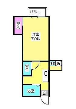 アートイン シェラトンII(1K/2階)の間取り写真