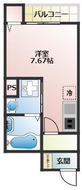 THE NOBLES 諏訪野町II(ワンルーム/1階)の間取り写真