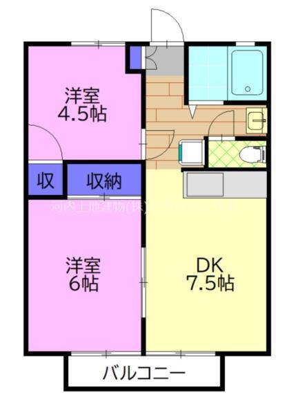 パナハイツ上野(2DK/2階)の間取り写真