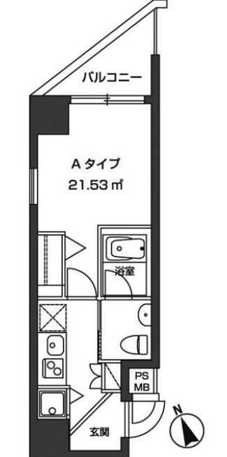 レジディア虎ノ門(1K/5階)の間取り写真