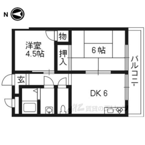 コーポラスモリ(2DK/1階)の間取り写真