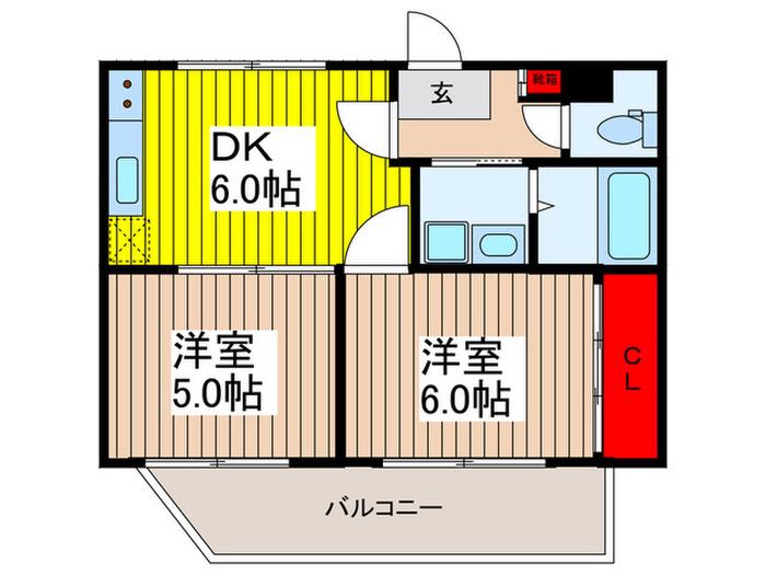浦和コンフォート(2DK/3階)の間取り写真