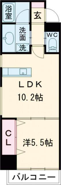 ウィングコート小松(1LDK/5階)の間取り写真