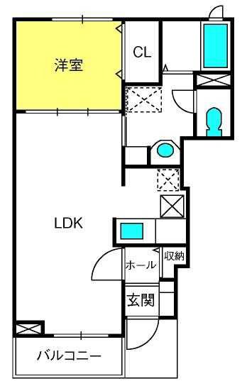 グリーンヒルズ(1LDK/1階)の間取り写真