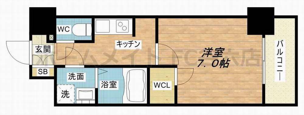 LA DOUCEUR西天満(1K/13階)の間取り写真