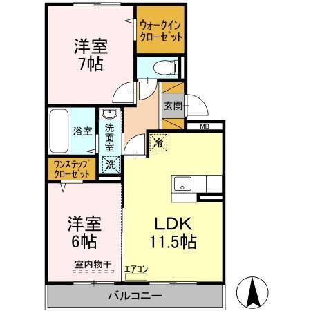 エミネンスM A棟(2LDK/2階)の間取り写真