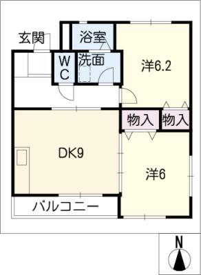 クワトロ(2DK/1階)の間取り写真