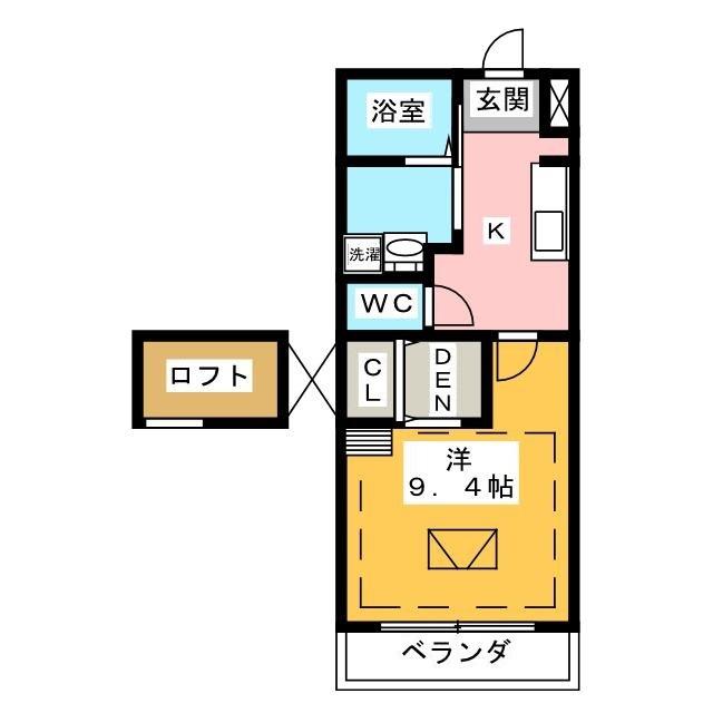 ルネス ロマネガーデン(1K/4階)の間取り写真