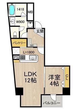 BRAVE北浜(1LDK/3階)の間取り写真