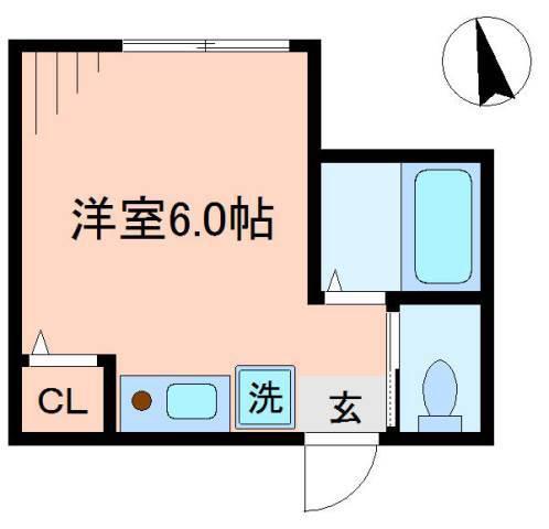 ヒルズ山手B棟(ワンルーム/1階)の間取り写真